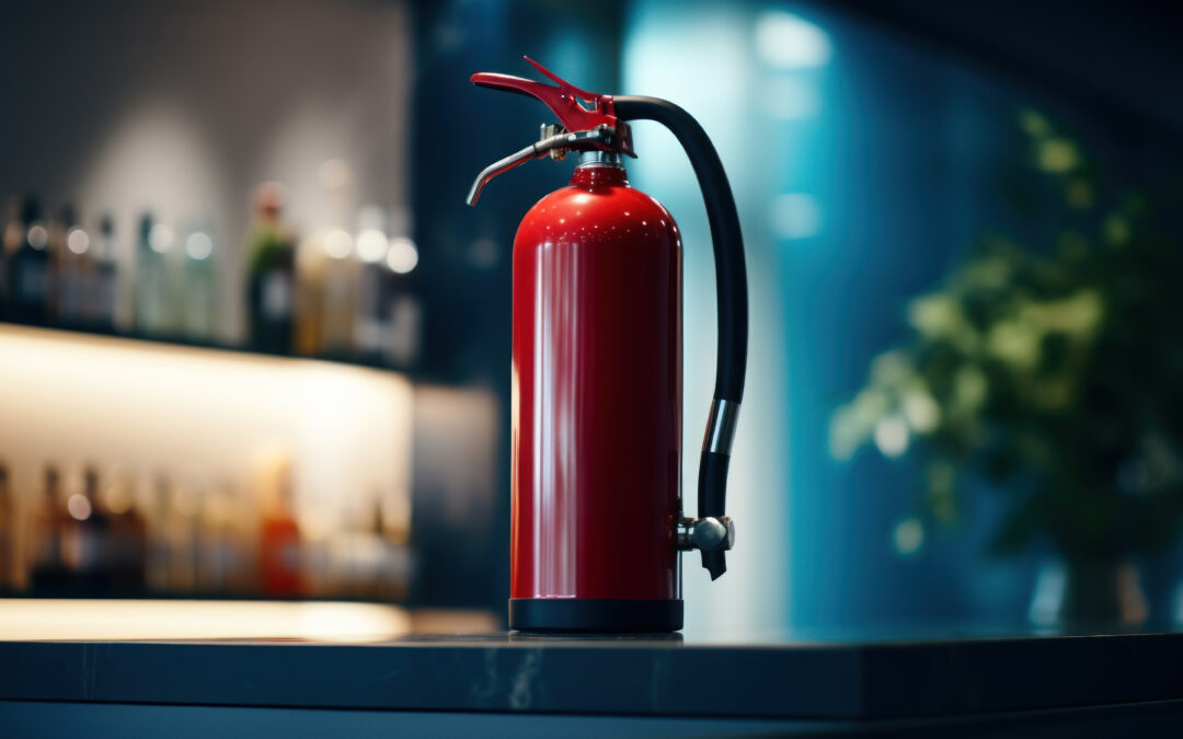 Fire extinguisher mounted on a wall